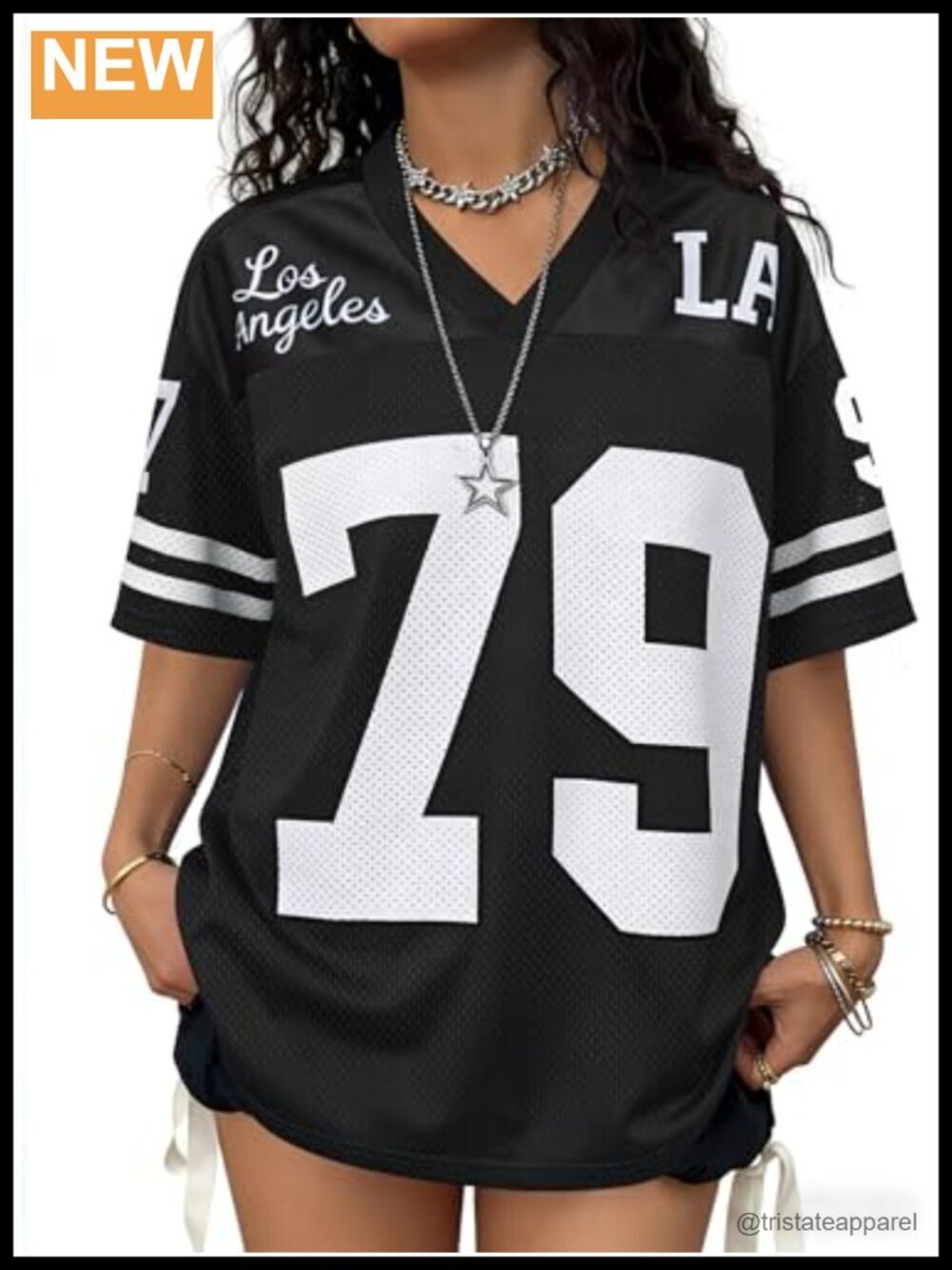 Oversized Y2K Graphic T-Shirt Streetwear Football Jersey V-Neck
